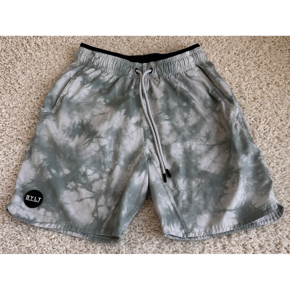 BYLT Premium Basics Athletic Shorts Mens Small Sage Green Tie Dye Good Condition